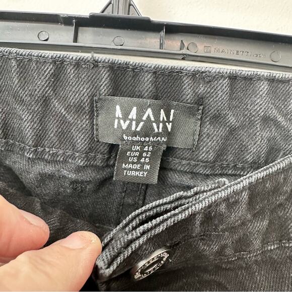 Boohoo Man Plus Relaxed Fit Zip Jeans Black Size 46 NWT - Picture 7 of 8